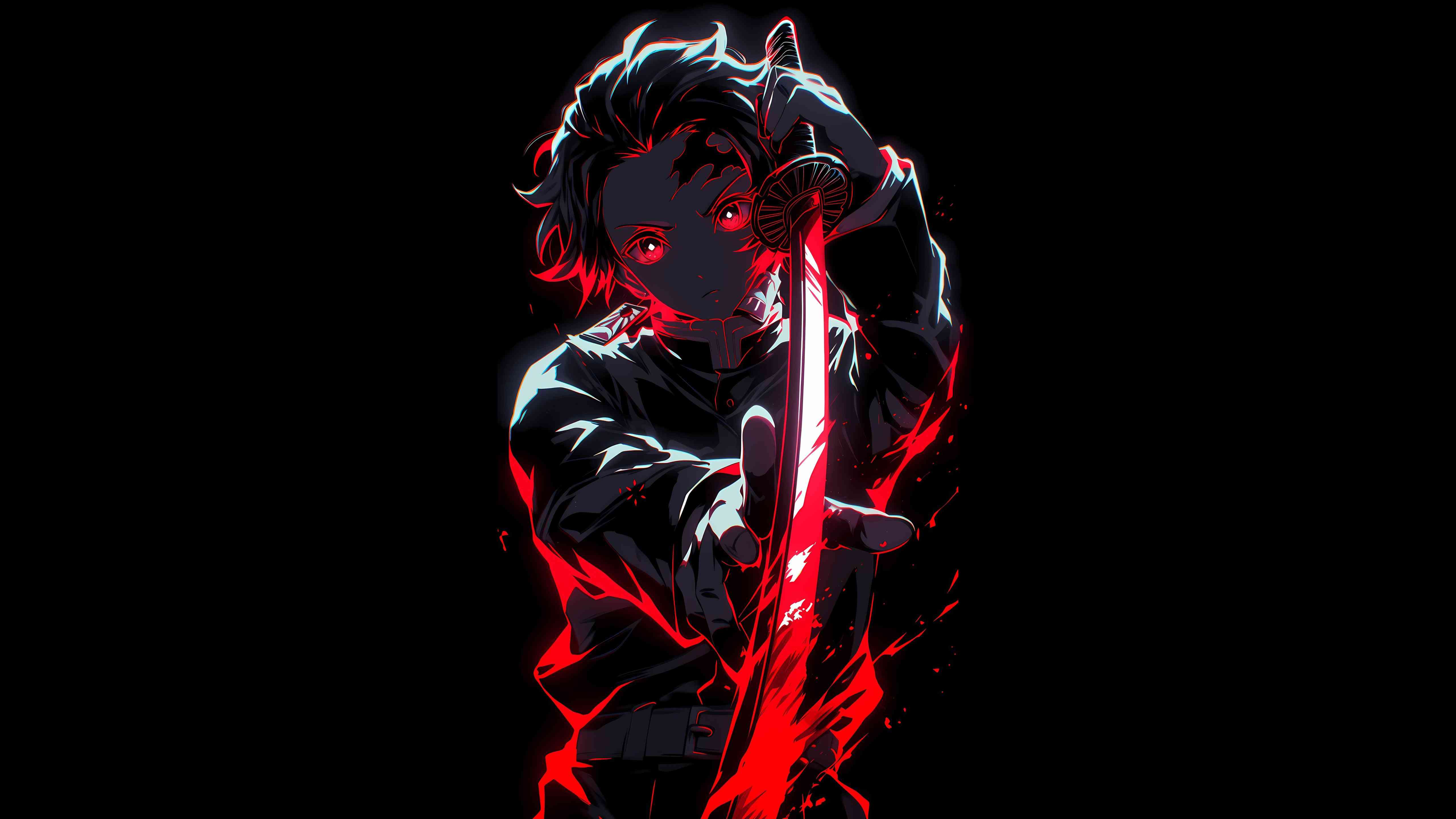 Dark Anime Wallpaper 4K - Red Sword Character HD | MirrorLog